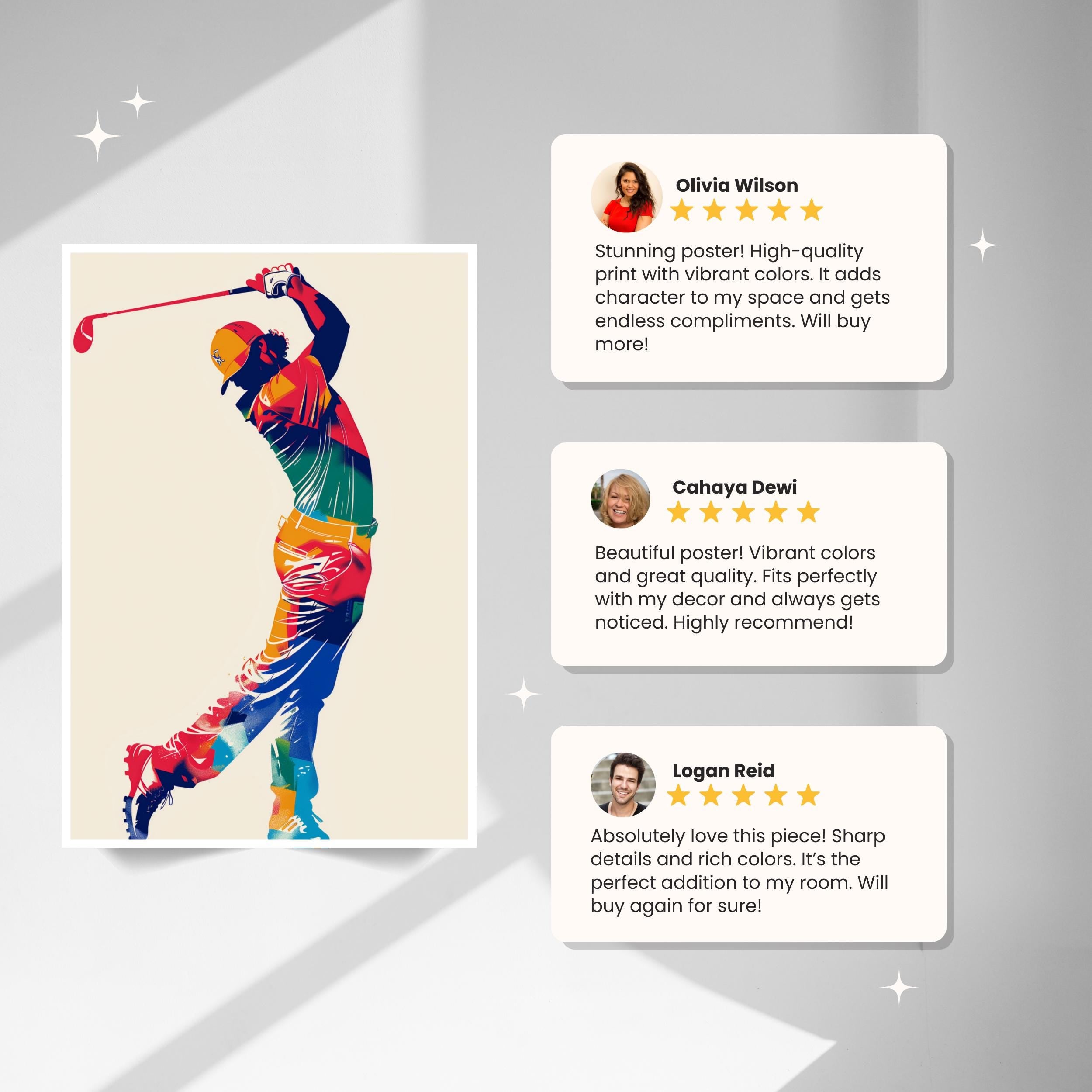 Stylish Golfer Swinging in Action Poster