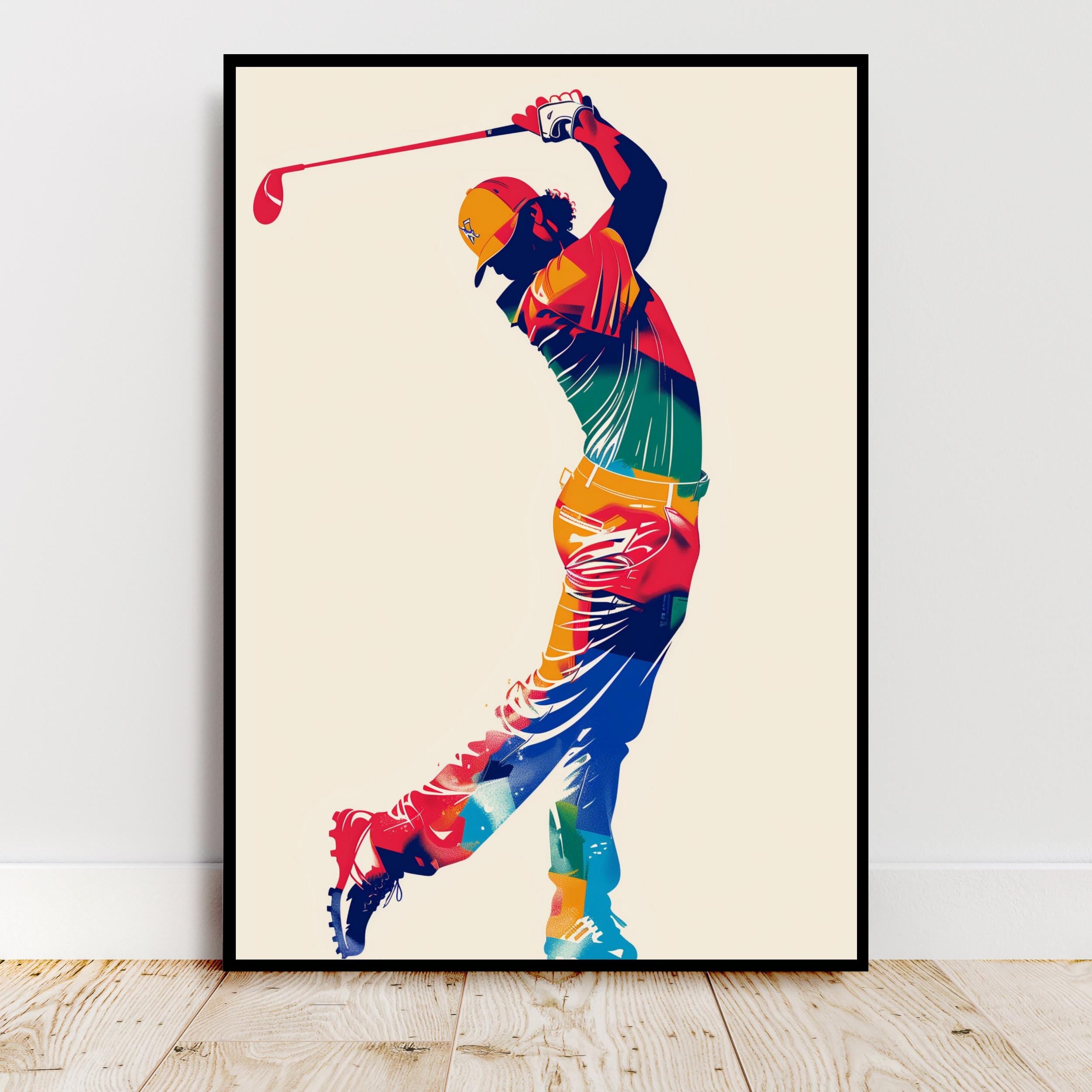 Stylish Golfer Swinging in Action Poster