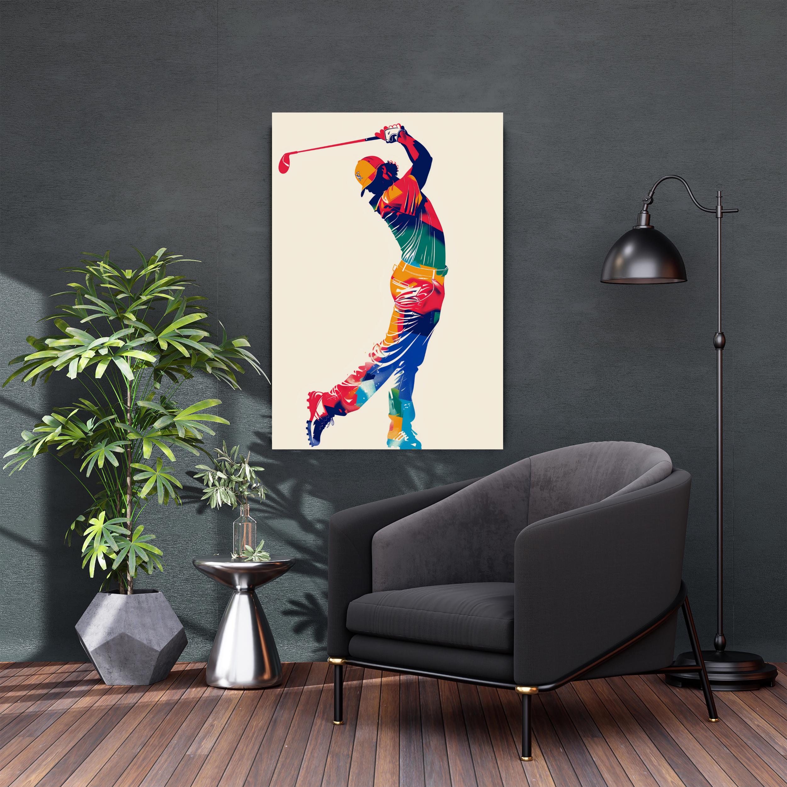 Stylish Golfer Swinging in Action Poster